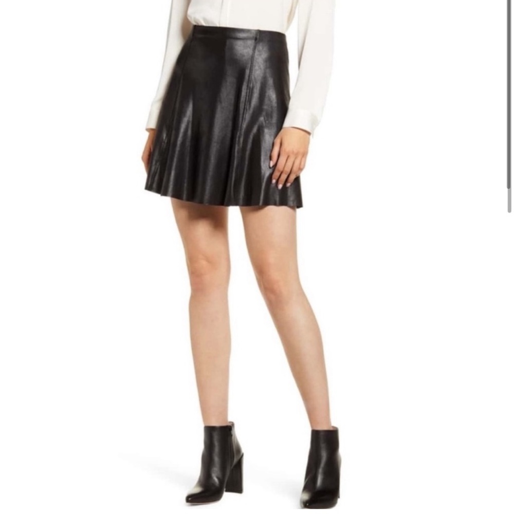 SPANX Faux Leather Skater Skirt In Black